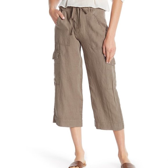 Joie  Flaminia Linen Fatigue Crop Pants - Picture 1 of 5